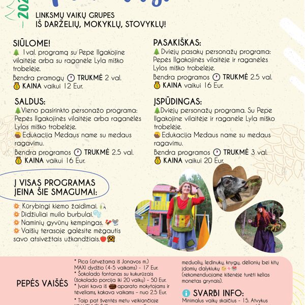 EKSKURSIJŲ vaikų grupėms